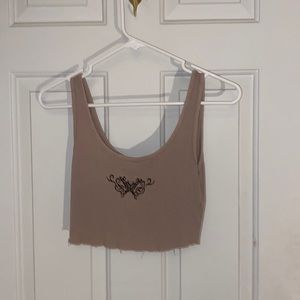 Garage brown crop top with butterfly design